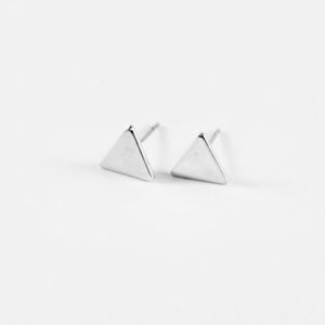 Women's Triangle Earrings, Silver Stud Earrings